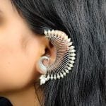 Designer Peacock Earcuff - Oxidised Silver Look aLike Earcuff Earrings