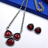 Monalisa-Stones-Necklace-Silver-Look-aLike-Replica-With-Stud-Earrings