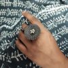 Oxidised-Ghunghru-Rings-Silver-Replica-Pearl-Work