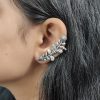 Flower-Earcuff-Earrings-Oxidised-Silver-Look-alike