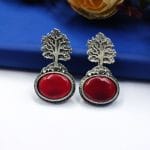 Bulk 260 Monalisa Tree Silver Replica Stud Earrings - Silver Look alike Designer Earring - "Red"