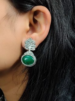Monalisa-Tree-Silver-Replica-Stud-Earrings