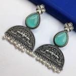 Peacock Stud Earrings - Best Silver Look alike Monalisa Stone Earring