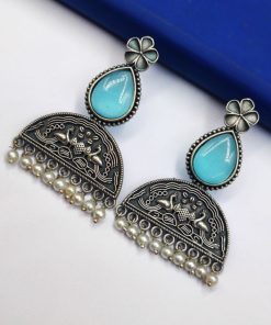Peacock-Design-Stud-Earrings-Silver-Look-alike