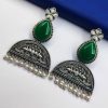 Peacock-Design-Stud-Earrings-Silver-Look-alike