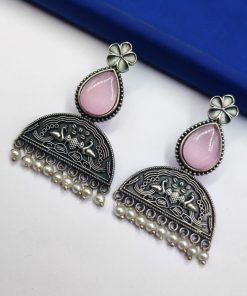 Peacock-Design-Stud-Earrings-Silver-Look-alike