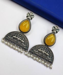 Peacock-Design-Stud-Earrings-Silver-Look-alike