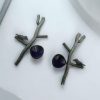 Antique Silver Replica Bird Earrings - Monalisa Stone Stud Casual Earring