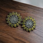 Designer Spiritual Earrings - Best Oxidised Replica Stud Earring For Girls - "Yellow"