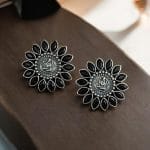 Designer Spiritual Earrings - Best Oxidised Replica Stud Earring For Girls - "Black"