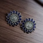 Designer Spiritual Earrings - Best Oxidised Replica Stud Earring For Girls - "Blue"