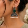 Peacock-Design-Stud-Earrings-Silver-Look-alike