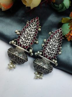 Handcrafted-Oxidised-Silver-Replica-Earrings