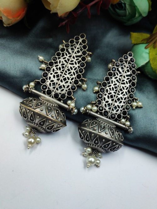 Handcrafted-Oxidised-Silver-Replica-Earrings