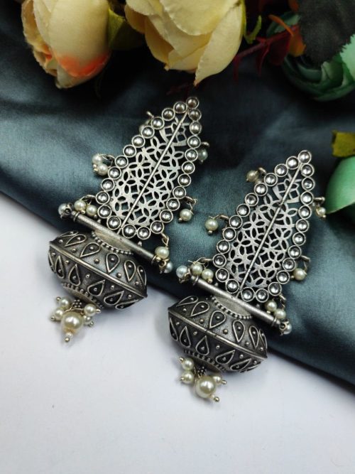 Handcrafted-Oxidised-Silver-Replica-Earrings