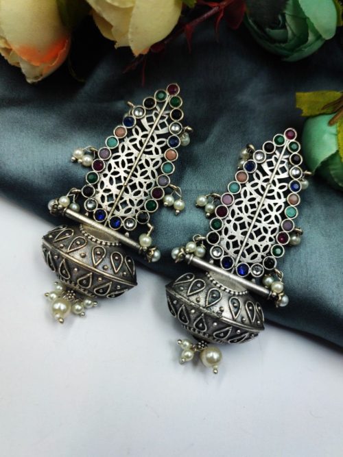 Handcrafted-Oxidised-Silver-Replica-Earrings