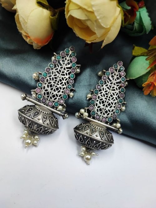 Handcrafted-Oxidised-Silver-Replica-Earrings