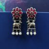Traditional Nandi Earrings - Oxidised Silver Replica Stud