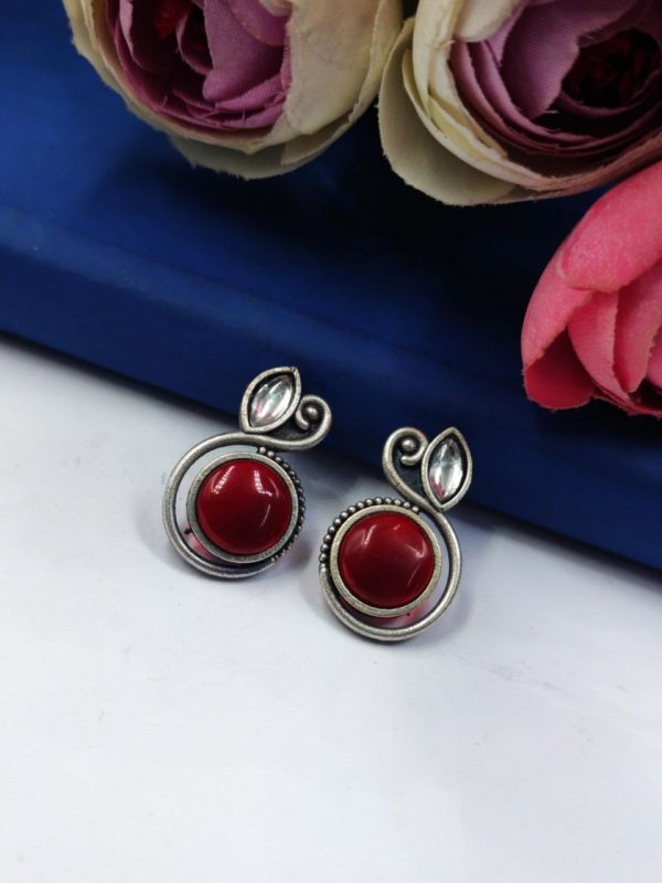 Stud-Earrings-Silver-Replica-Stone-with-Monalisa-Stone