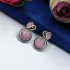 Stud-Earrings-Silver-Replica-Stone-with-Monalisa-Stone