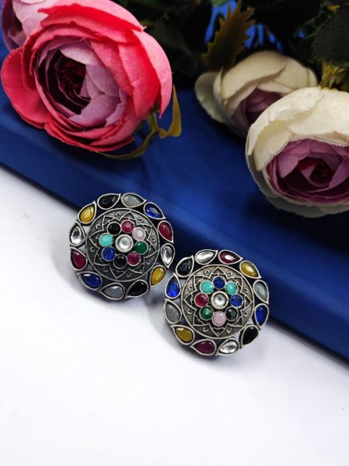 Silver-Replica-Stud-Earrings-Silver-Look-aLike-Stone-