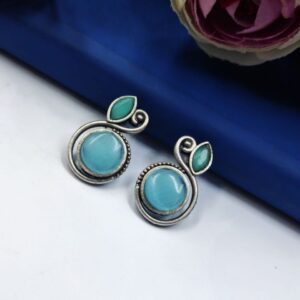Stud-Earrings-Silver-Replica-Stone-with-Monalisa-Stone