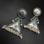 Designer Oxidised Handmade Brass Earrings with Kundan Pearl Work
