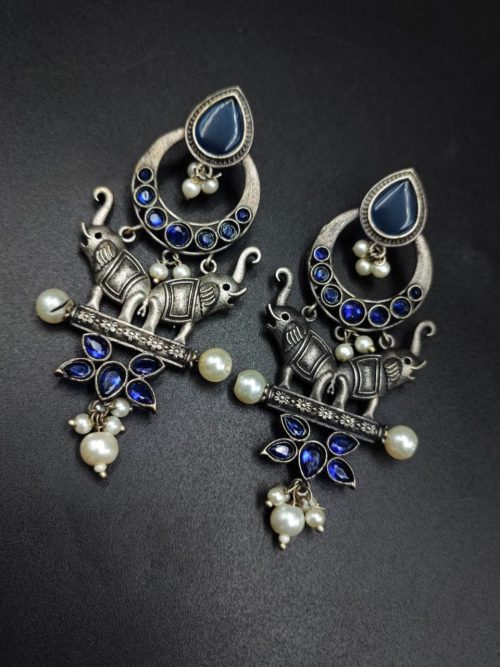 Premium-Quality-Elephant-Design-Silver-Replica-Earrings