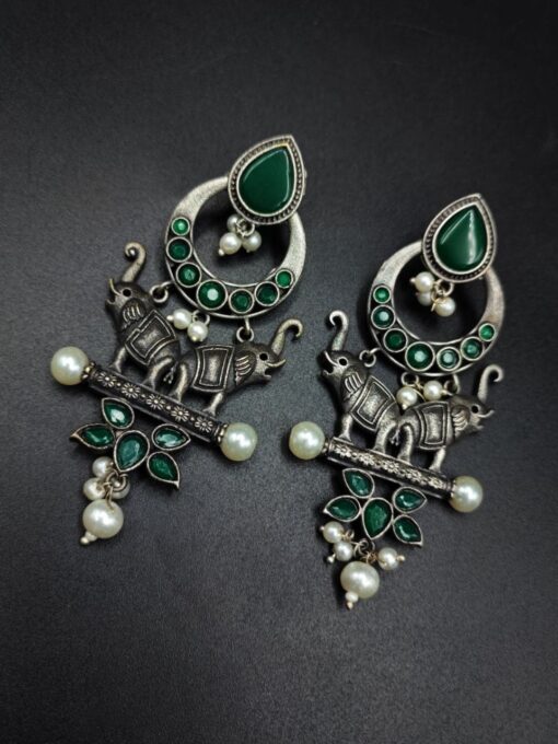 Premium-Quality-Elephant-Design-Silver-Replica-Earrings