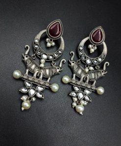Premium-Quality-Elephant-Design-Silver-Replica-Earrings