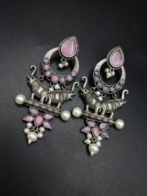 Premium-Quality-Elephant-Design-Silver-Replica-Earrings