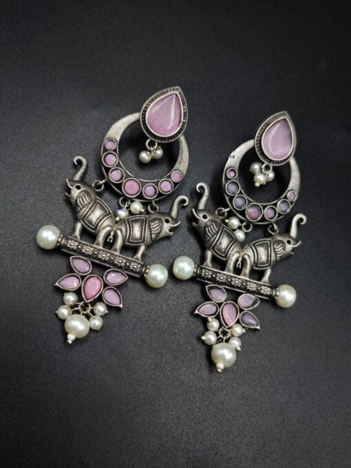 Premium-Quality-Elephant-Design-Silver-Replica-Earrings