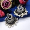 -Silver-Replica-Peacock-High-Quality-Dangler-Earrings