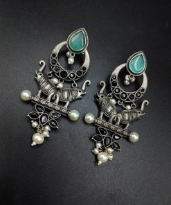 Premium-Quality-Elephant-Design-Silver-Replica-Earrings