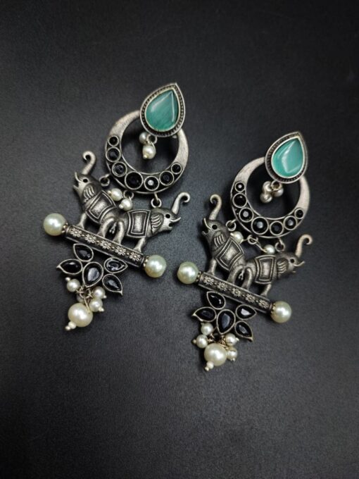 Premium-Quality-Elephant-Design-Silver-Replica-Earrings