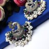 -Silver-Replica-Peacock-High-Quality-Dangler-Earrings