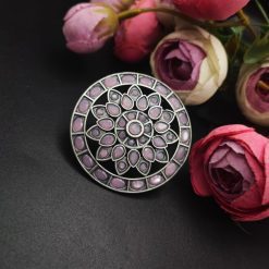 Antique-Silver-Replica-Stone-Work-Adjustable-Rings-For-Girls