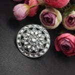 Antique Silver Replica Stone Work Adjustable Rings For Girls - "White"