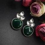 Premium Quality Monalisa Silver Replica Stud Earrings - "Green"