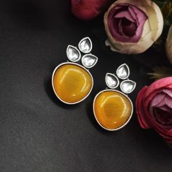 Premium-Quality-Monalisa-Silver-Replica-Stud-Earrings