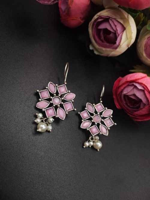 Oxidised-Stone-Hook-Earrings-Daily-Wear-Earrings
