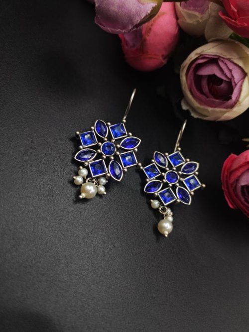 Oxidised-Stone-Hook-Earrings-Daily-Wear-Earrings