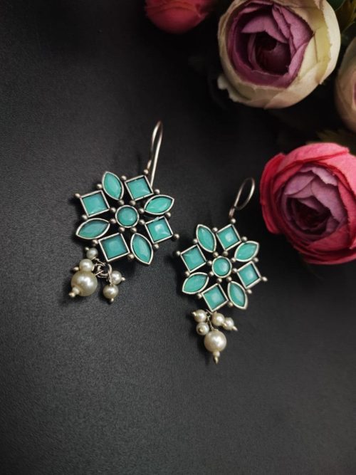 Oxidised-Stone-Hook-Earrings-Daily-Wear-Earrings