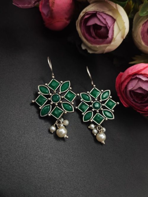 Oxidised-Stone-Hook-Earrings-Daily-Wear-Earrings