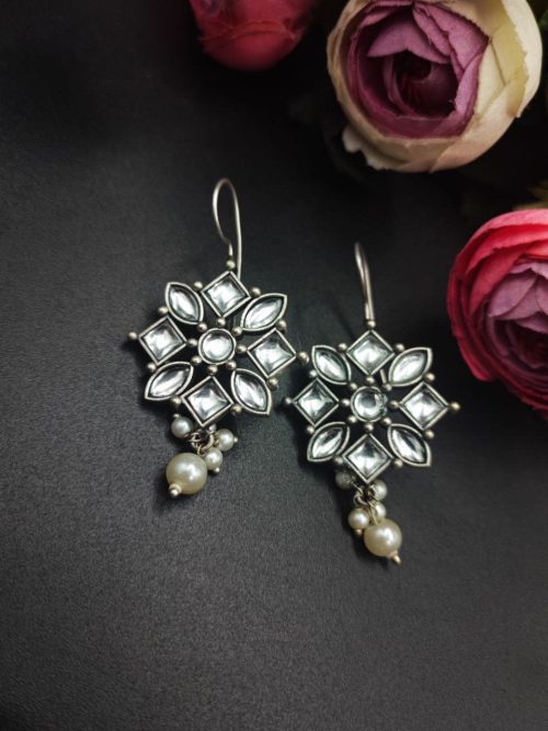 Oxidised-Stone-Hook-Earrings-Daily-Wear-Earrings