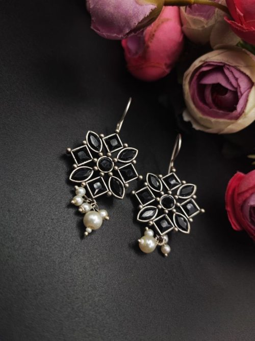Oxidised-Stone-Hook-Earrings-Daily-Wear-Earrings