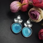 Premium Quality Monalisa Silver Replica Stud Earrings - "Mint"