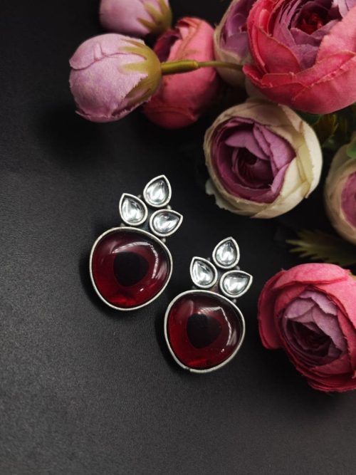 Premium-Quality-Monalisa-Silver-Replica-Stud-Earrings