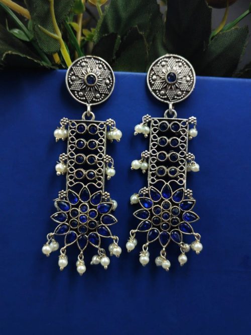 Designer-Oxidised-Silver-Look-aLike-Dangler-Earrings