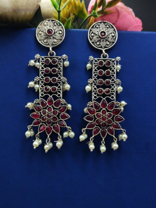 Designer-Oxidised-Silver-Look-aLike-Dangler-Earrings